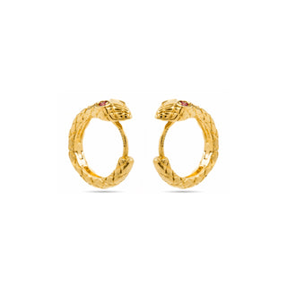 Pendientes de Circonita Rubí acabados en oro amarillo 18K - Madsi-rojo