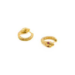 Pendientes de Circonita Rubí acabados en oro amarillo 18K - Madsi-rojo