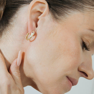 Pendientes de Circonita Rubí acabados en oro amarillo 18K - Madsi-rojo