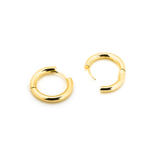 Pendientes de 19mm de diámetro con circonita acabado Oro Amarillo de 18K - Kuye-amarillo