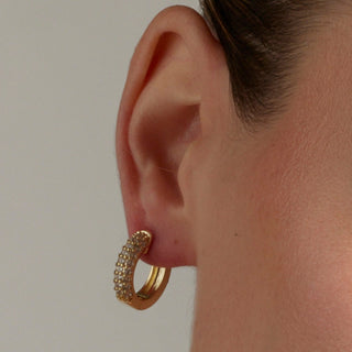Pendientes de Circonita Brillante acabados en oro amarillo 18K - Rieli-blanco