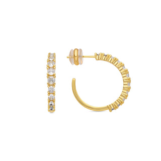 Pendientes acabado oro amarillo de 18k y Circonita Brillante - Remil-blanco