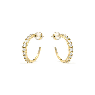 Pendientes acabado oro amarillo de 18k y Circonita Brillante - Remil-blanco
