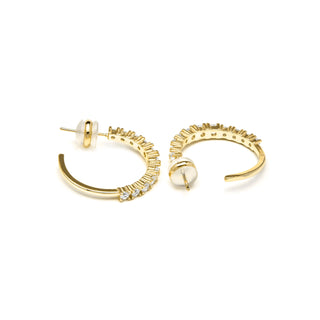 Pendientes acabado oro amarillo de 18k y Circonita Brillante - Remil-blanco