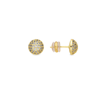 Pendientes acabado oro amarillo de 18k y Circonita Brillante - Yabi-blanco