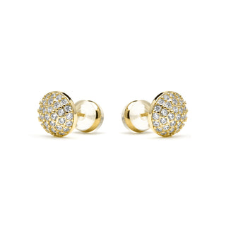 Pendientes acabado oro amarillo de 18k y Circonita Brillante - Yabi-blanco