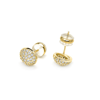 Pendientes acabado oro amarillo de 18k y Circonita Brillante - Yabi-blanco