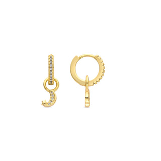 Pendientes acabado oro amarillo de 18k y Circonita Brillante - Lingma-blanco