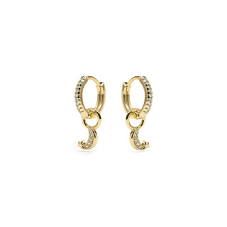 Pendientes acabado oro amarillo de 18k y Circonita Brillante - Lingma-blanco