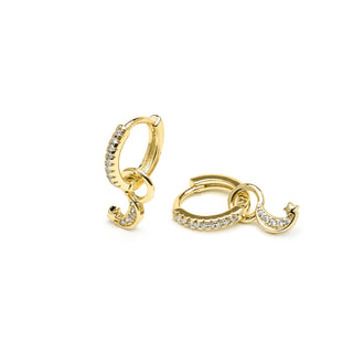 Pendientes acabado oro amarillo de 18k y Circonita Brillante - Lingma-blanco