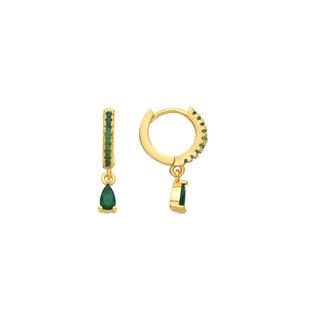 Pendientes acabado oro amarillo de 18k y Circonita Brillante - Laade-blanco