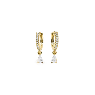 Pendientes acabado oro amarillo de 18k y Circonita Brillante - Laade-blanco