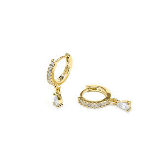 Pendientes acabado oro amarillo de 18k y Circonita Brillante - Laade-blanco