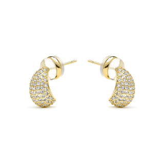 Pendientes acabado oro amarillo de 18k y Circonita Brillante - Kincon-blanco