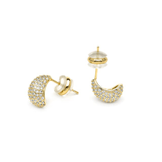 Pendientes acabado oro amarillo de 18k y Circonita Brillante - Kincon-blanco