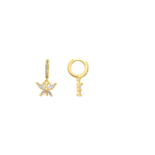 Pendientes acabado oro amarillo de 18k y Circonita Brillante - Zare-blanco
