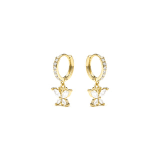 Pendientes acabado oro amarillo de 18k y Circonita Brillante - Zare-blanco