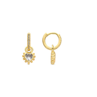 Pendientes acabado oro amarillo de 18k y Circonita Brillante - Lyhan-blanco