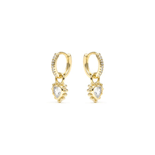 Pendientes acabado oro amarillo de 18k y Circonita Brillante - Lyhan-blanco