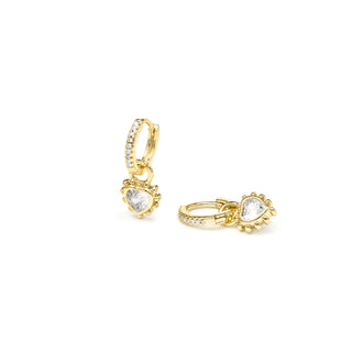 Pendientes acabado oro amarillo de 18k y Circonita Brillante - Lyhan-blanco