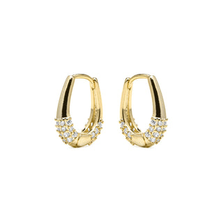 Pendientes acabado oro amarillo de 18k y Circonita Brillante - Redi-blanco
