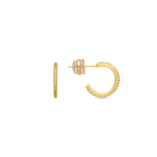 Pendientes acabado oro amarillo de 18k y Circonita Brillante - Azar-blanco