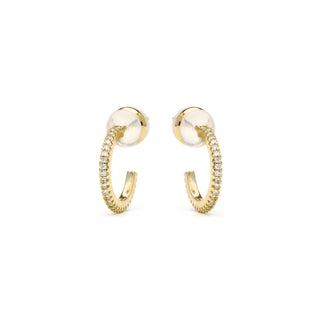 Pendientes acabado oro amarillo de 18k y Circonita Brillante - Azar-blanco