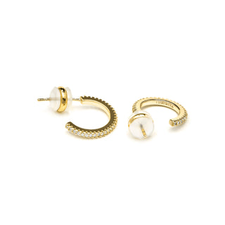 Pendientes acabado oro amarillo de 18k y Circonita Brillante - Azar-blanco