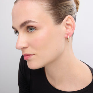 Pendientes acabado oro amarillo de 18k y Circonita Brillante - Azar-blanco