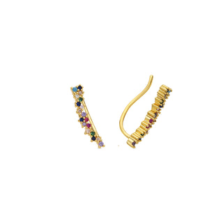 Pendientes acabado oro amarillo de 18k y Circonita Multicolor - Yionli-amarillo