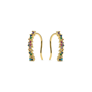 Pendientes acabado oro amarillo de 18k y Circonita Multicolor - Yionli-amarillo