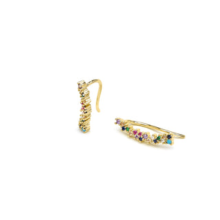 Pendientes acabado oro amarillo de 18k y Circonita Multicolor - Yionli-amarillo