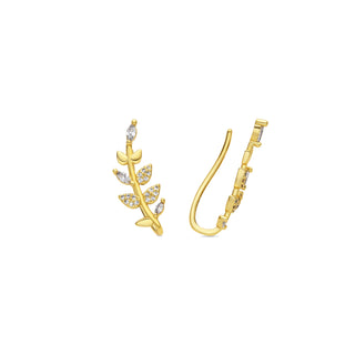 Pendientes acabado oro amarillo de 18k y Circonita Brillante - Sudceo-blanco