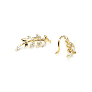 Pendientes acabado oro amarillo de 18k y Circonita Brillante - Sudceo-blanco
