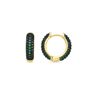Pendientes de 9mm de diámetro acabado Oro Amarillo de 18k con Circonita Esmeralda - Lesrat-verde