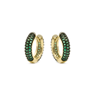 Pendientes de 9mm de diámetro acabado Oro Amarillo de 18k con Circonita Esmeralda - Lesrat-verde