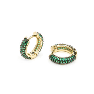 Pendientes de 9mm de diámetro acabado Oro Amarillo de 18k con Circonita Esmeralda - Lesrat-verde
