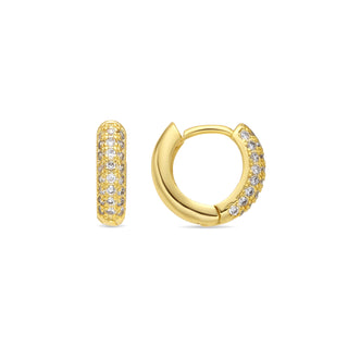 Pendientes de 9mm de diámetro acabado Oro Amarillo de 18k con circonita Brillante - Krax-blanco