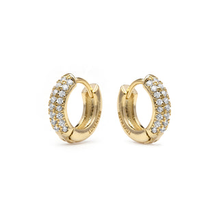 Pendientes de 9mm de diámetro acabado Oro Amarillo de 18k con circonita Brillante - Krax-blanco