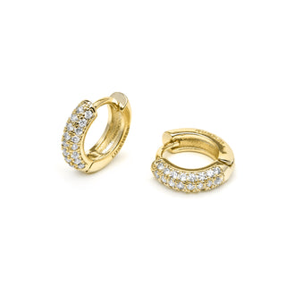 Pendientes de 9mm de diámetro acabado Oro Amarillo de 18k con circonita Brillante - Krax-blanco