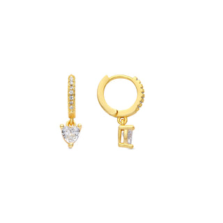 Pendientes acabado oro amarillo de 18k y Circonita Brillante - Drasa-blanco