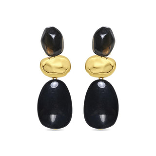 Pendientes Zulis acabado oro amarillo 18k - Zulis-NEGRO