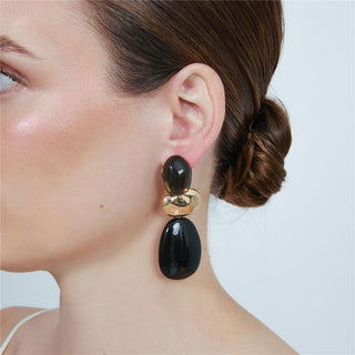 Pendientes Zulis acabado oro amarillo 18k - Zulis-NEGRO