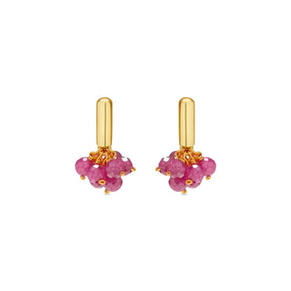 Pendientes de Circonita Rubí acabado en oro amarillo de 18k - Malmare-ROSA