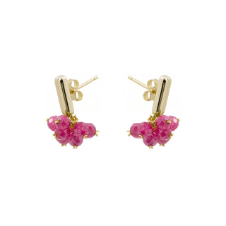 Pendientes de Circonita Rubí acabado en oro amarillo de 18k - Malmare-ROSA