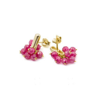Pendientes de Circonita Rubí acabado en oro amarillo de 18k - Malmare-ROSA