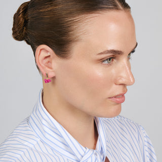 Pendientes de Circonita Rubí acabado en oro amarillo de 18k - Malmare-ROSA