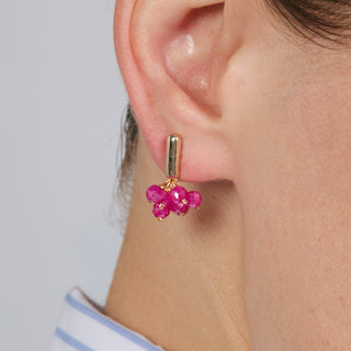 Pendientes de Circonita Rubí acabado en oro amarillo de 18k - Malmare-ROSA