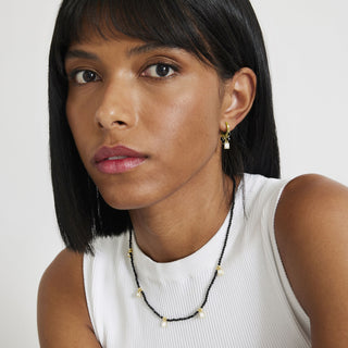 Pendientes de Agata Negra acabados en oro amarillo 18K - Ordzun-negro