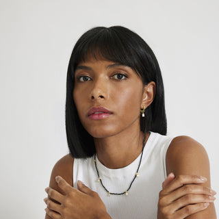 Pendientes de Agata Negra acabados en oro amarillo 18K - Ordzun-negro